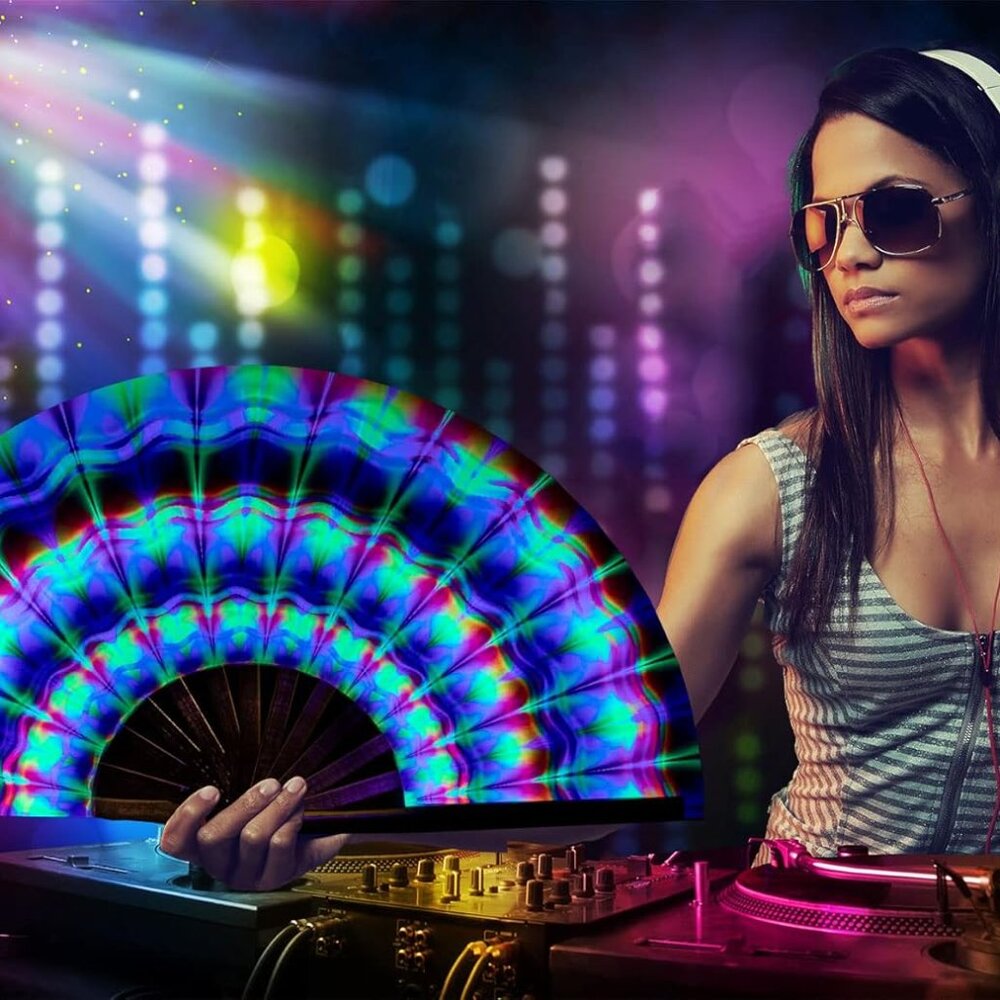 Rave Folding Hand Fan Popping Fans for Line Dancing, Large Clacking Fans Clap Fa - Picture 4 of 6